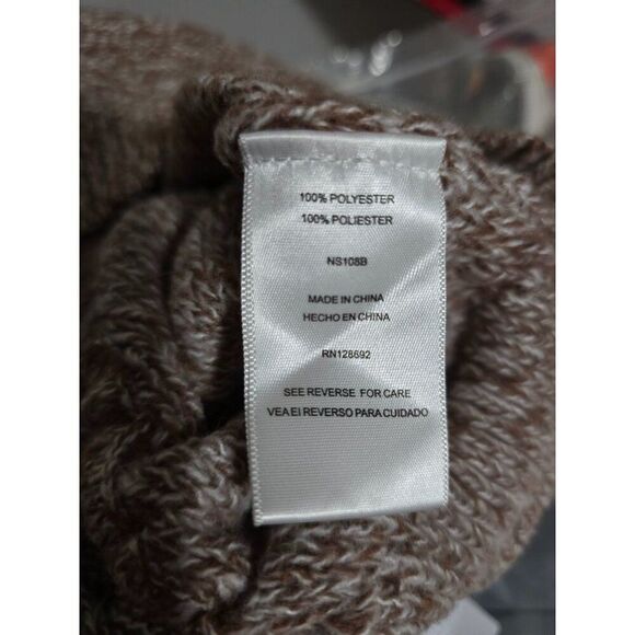 Madden NYC Brown/White Cropped Knit Long Sleeve Sweater Tie Back Detail Collared - Picture 6 of 7